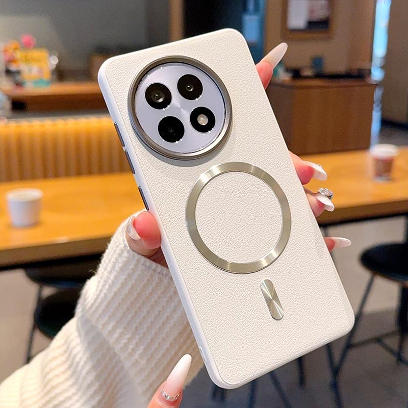 

For OnePlus 13 13R Ace 5 Pro Case Magnetic CD Pattern PU Leather Metal Camera Lens Frame Cover for One Plus ACE5 OnePlus 13