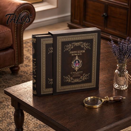 French Retro Style Photo Album Album, 7 X 5 200 Photos, Slide-in Book with 50 Sheets No Paste Can Hold Horizontal Large Capacity Memory Keeper