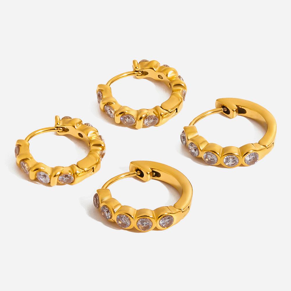 Leichter Luxus, High-End 8K Gold, runde Zirkon-Ohrringe, Ohrringe und Schmuck.