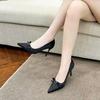 Solid Color Bow High Heels Women's 2025 Spring and Autumn Thin Heels Satin High Temperament Single Shoes Bridal Wedding Shoes