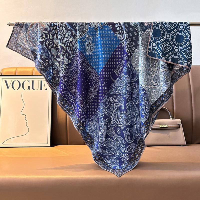 Chinese Style Peony Velvet Square Scarf 91 Women's Spring and Autumn Silk Scarf Shawl Two-color Different-faced Scarf Mother Gift