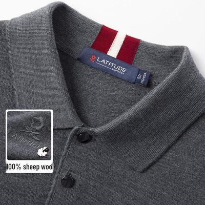 MONTAGUT Men's 100% Pure Wool Turn-down Collar Sweater