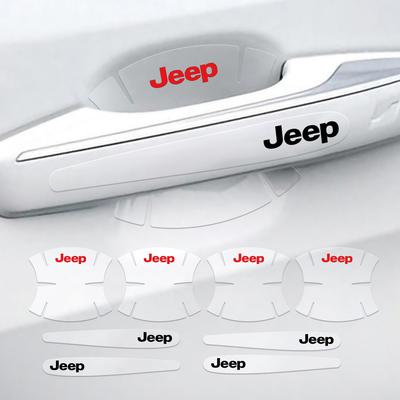 8pcs Car Door Handle Stickers Transparent Protector Film For Renegade Compass Wrangler JK Patriot Grand Cherokee Rubicon