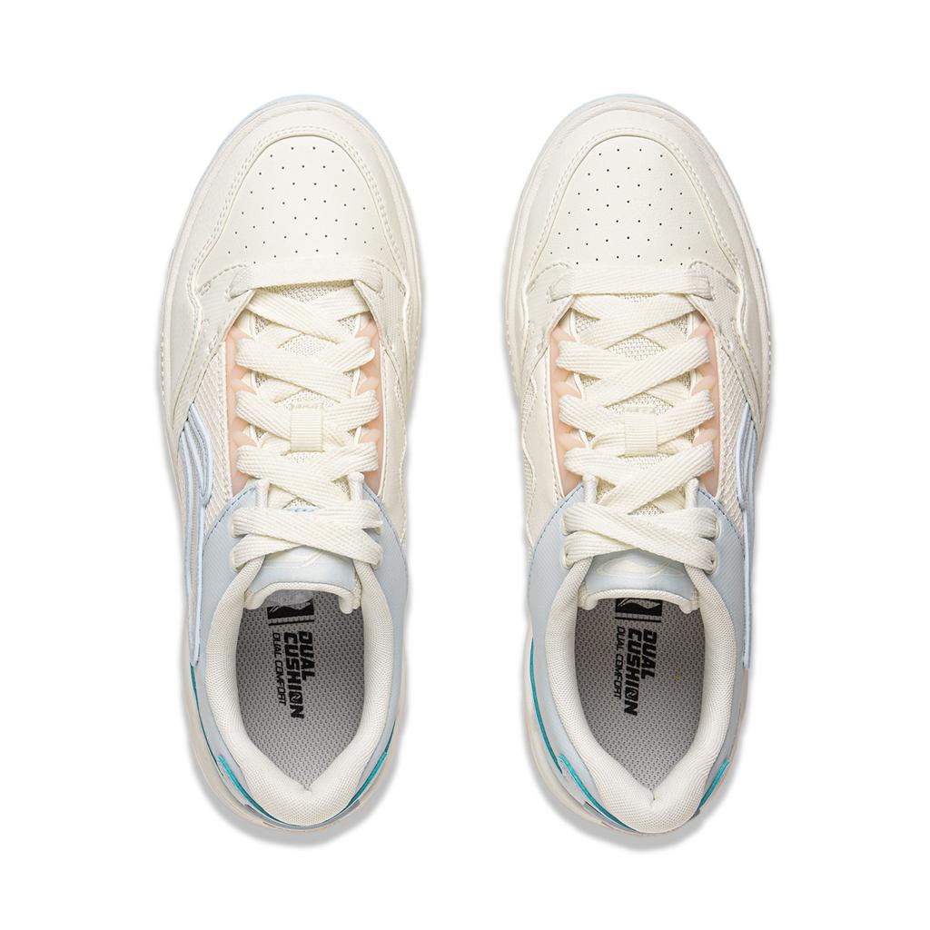 New LiNing Common 80s Slip Resistant, Abrasion Resistant, Breathable Low top Skateboard Shoes Women's White Blue AGCV052-2