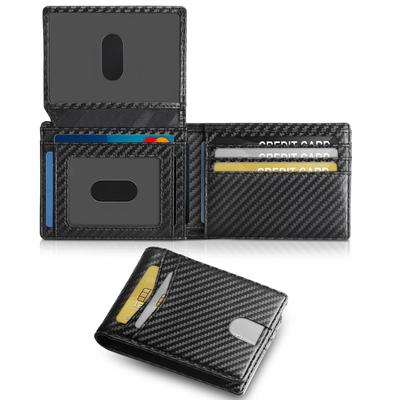 Herren Premium Dreifach-Geldbörse aus Carbonfaser-Leder