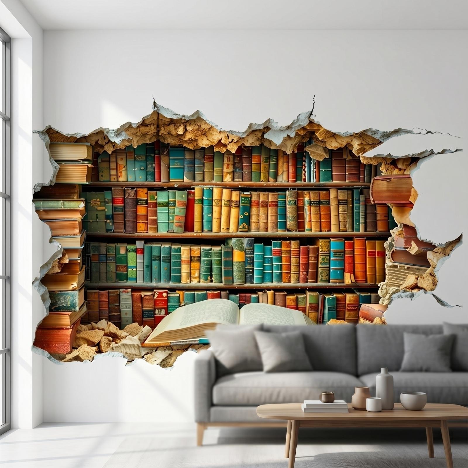 

Self Adhesive Library Bookshelf Wall Decal Removable Vinyl Mural for Living Room Bedroom Study Room Home Office Decor Art Sticker One Size