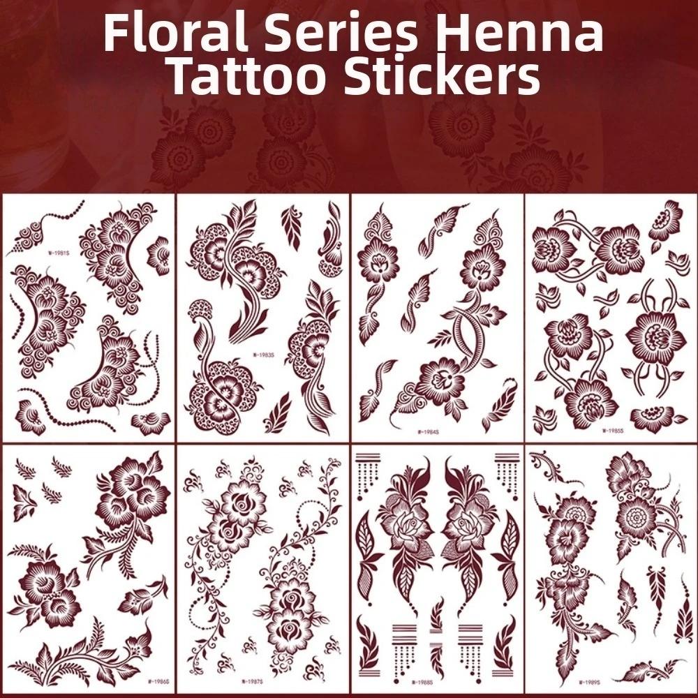 Red Mehndi Stickers Henna Tattoo Stickers Lace Fake Tattoo Red Henna Tattoo Decals India Mehndi