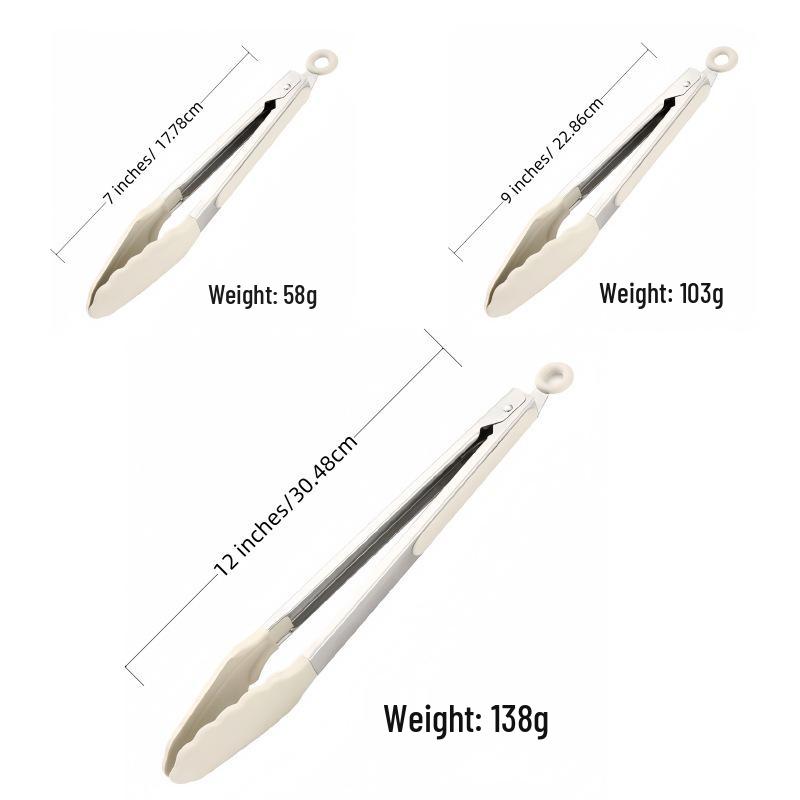 Silicone High-Temperature Stainless Steel Kitchen Tongs - Anti-Scald Bread, BBQ, Roasting Tongs