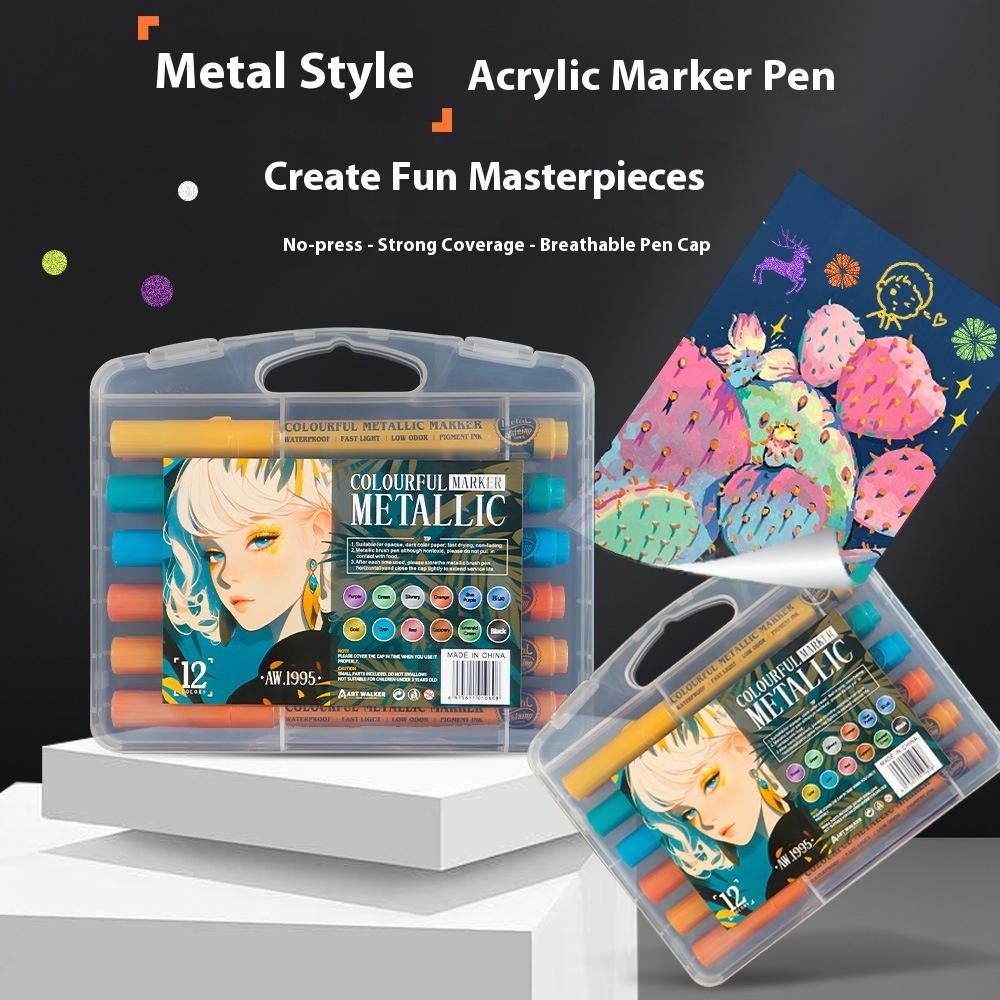 Glitter Metallic 6mm Tip Air Erasable Paper Pen DIY Journal Greeting Card Calligraphy Marker 12 Colors Digital Marker Pens