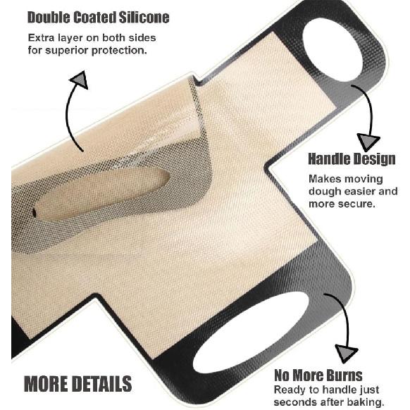 Reble Silicone Bread Loaf Pan Liner, Food-Grade Silicone Bread Sling, Loaf Pan Lifters - Non-Stick&Easy Clean Dough Transfer Tool with 4 Handles -