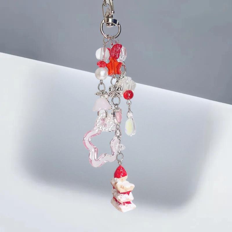 Cute Strawberry Cake Short Mobile Phone Lanyard Bag Pendant For Women Fashion Versatile Keychain Backpack Decoration Gifts