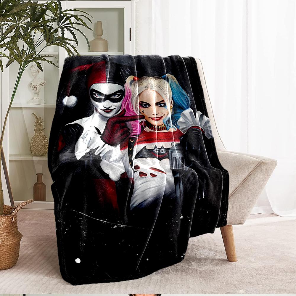 Harley Quinn Theme Printed Blanket - Perfect for Couch, Bed, Travel & Outdoor Use | Machine Washable, Cozy & Durable.