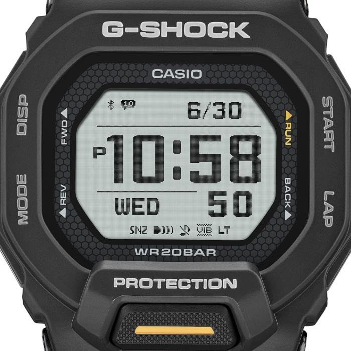 Casio G-SHOCK G-SQUAD GBD-200-1A1 Men's Bluetooth Digital Running Watch, Smartphone Link, Training Functions, 20 ATM Water Resistant, Black