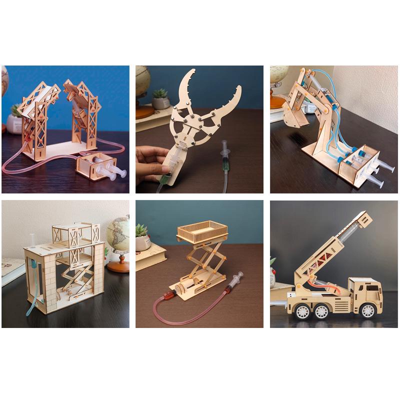 Children's DIY Wooden Hydraulic Transmission Assembly Kit