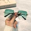 Square Rimless Sunglasses Fashion Glasses For Women Men Summer Gradient Sun Shades For Vacation Beach Travel