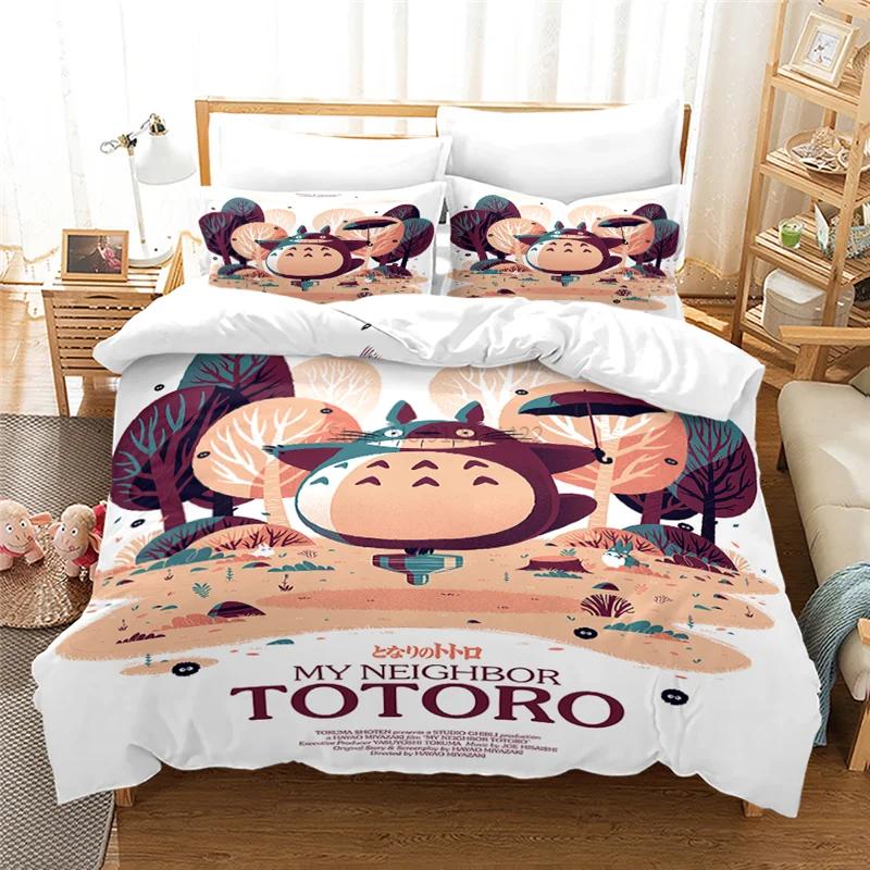 My Neighbor Totoro Cartoon 3d Bedding Set Anime Twin Full Queen King Comforter Cover Set with Pillowcase 2/3pcs Duvet Cover Sets