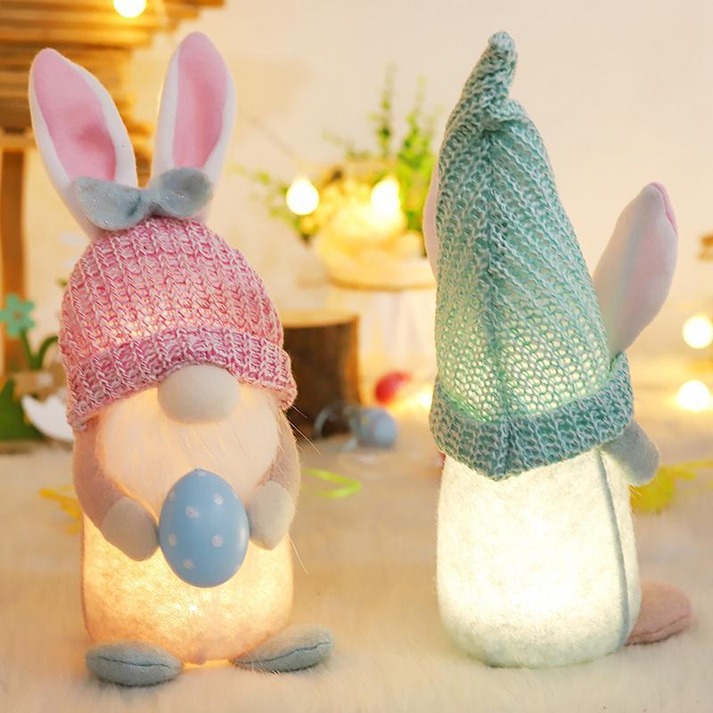 1 x Osterzwerg-Dekoration, leuchtende Plüsch-Ostergeschenke, Frühlings-Tischdekoration für Zuhause