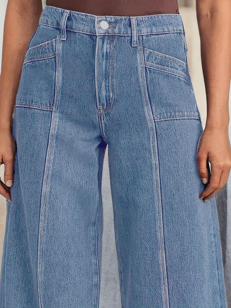 New Women's Fashionable Wide-Leg Stretchy Denim Jeans - Comfortable, Stylish, High-Quality Casual Pants