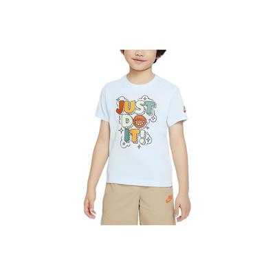 T-Shirt Printed Comfortable Soft Lightweight Round Neck Short Sleeve Kids Tops Glacier-Blue HJ2057-474