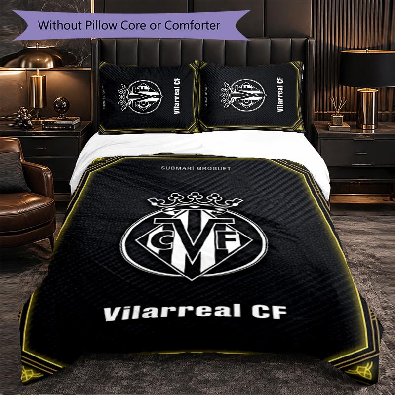 Villarreal FC Themed Bedding 3Pcs Duvet Cover Set Decorative Bed Linen For Teen Room Home Decoration