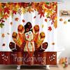 Thanksgiving Shower Curtain,Cartoon Turkey And Autumn Leaves Shower Curtain For Bathroom Decor Polyester Waterproof Bath Curtain