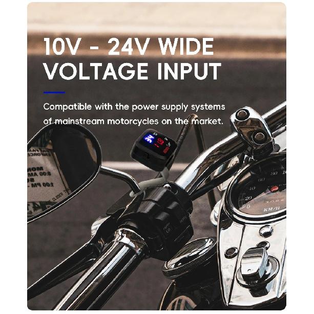 3in1 Mini Water Temperature Gauge Voltmeter Motor Phone USB Charger Emergency Charging LCD Digital Display Universal For KTM