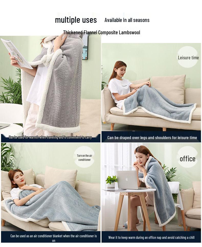 Flannel Embossed Shawl Blanket: Light Luxury, No Pilling, No Fading, Machine Washable, Ideal for Naps & Air Conditioned Spaces.