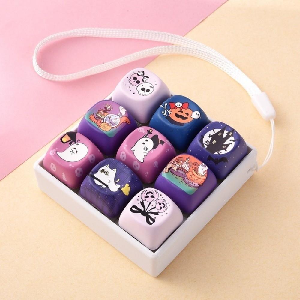 Halloween Pattern Fidget Toy Creative Decompression Button Keychain Bag Hanging Decor