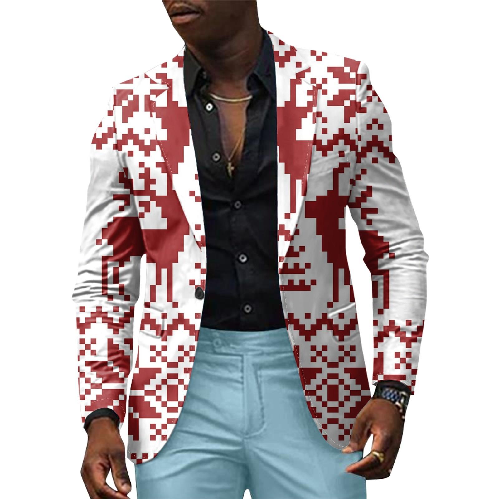 

Унисекс Зимние рождественские принты Пиджаки Унисекс Повседневная мода Куртки на пуговицах XL белый