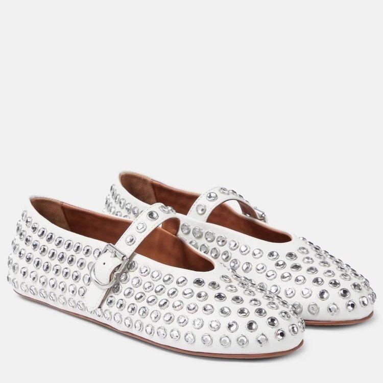 2025 New Women Glitter Shoes with Buckle Strap Rhinestone Ballet Flats Crystal Ballerina Shoes Comfortable Female Casual Shoes