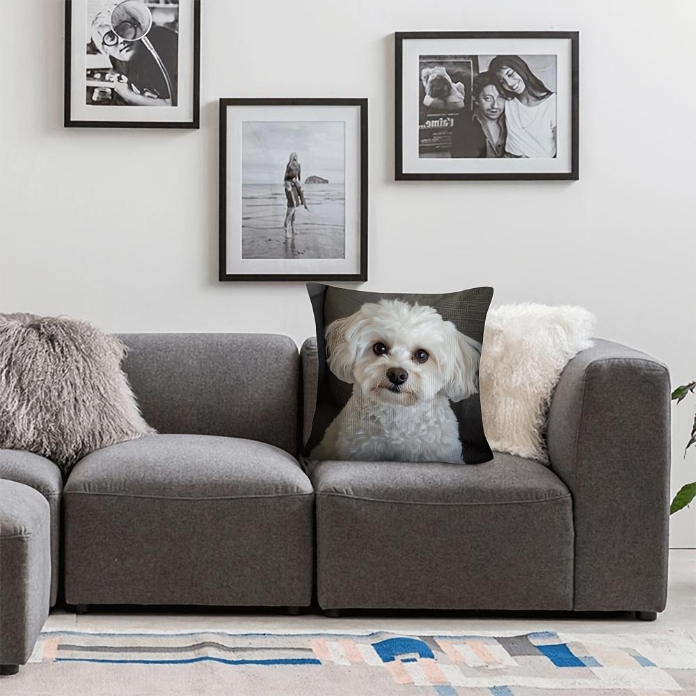 Adorable Fluffy White Dog Print Pillowcase - Luxury Home Decor, Perfect For Living Room And Bedroom, Ideal Gift For Pet Lovers
