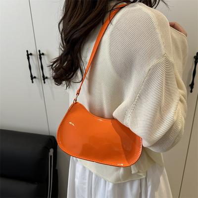 Popular Fashion Shoulder Bag Women's Spring New Glossy Solid Color Gentle Crescent Bag