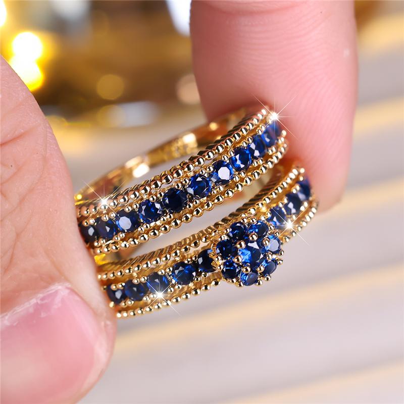 

Luxury Female Blue Zircon Stone Engagement Ring Set Cute Yellow Gold Color Wedding Jewelry For Women 12