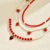 Pearl Necklace Set European and American Jewelry New Strawberry Necklace Small Fresh Soft Pottery Rice Bead Neck Chain Women