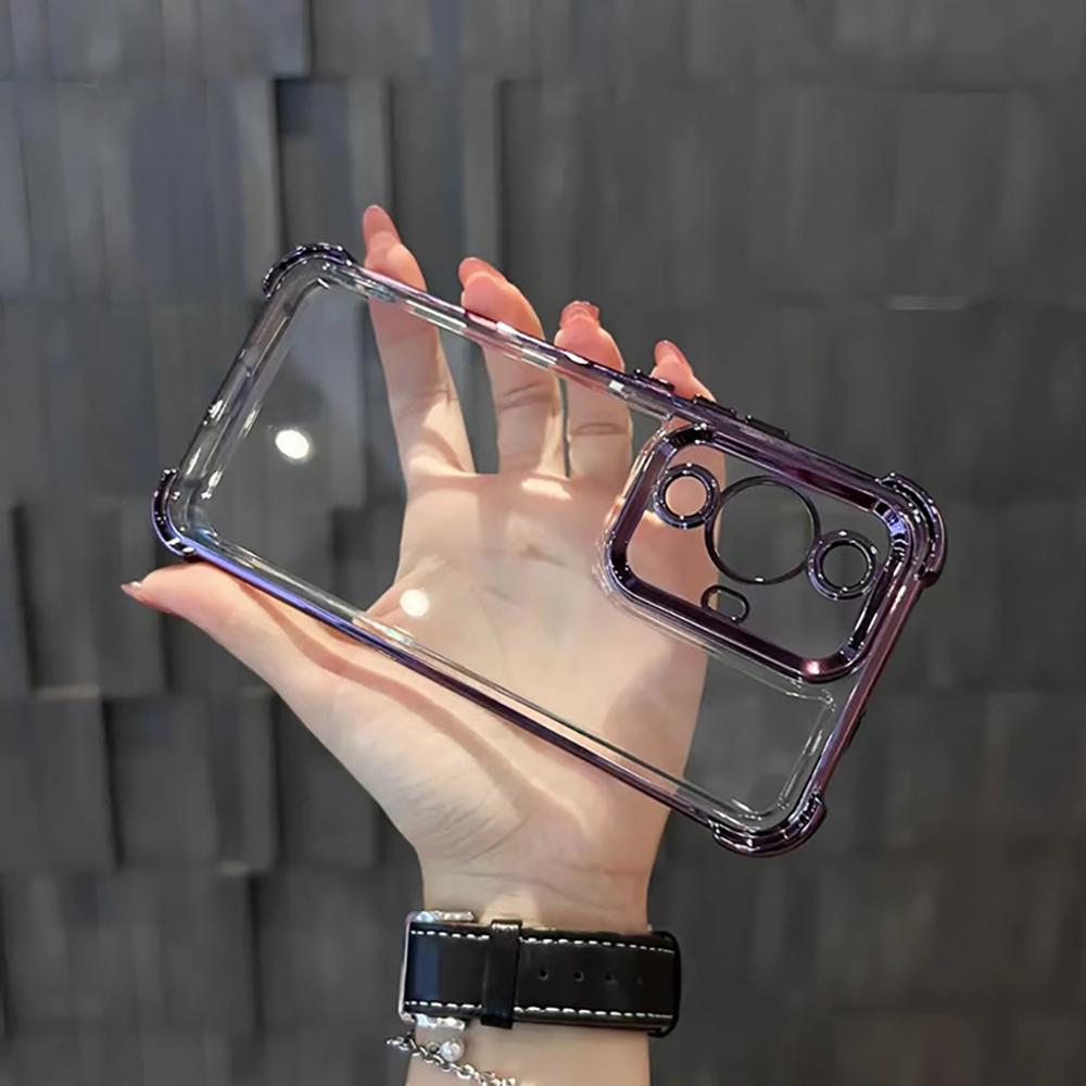 Anti fall transparent phone case For Honor 200 100 90 80 70 60 Pro Casing Soft Silicone TPU Electroplating Clear Lens Protection Back Cover