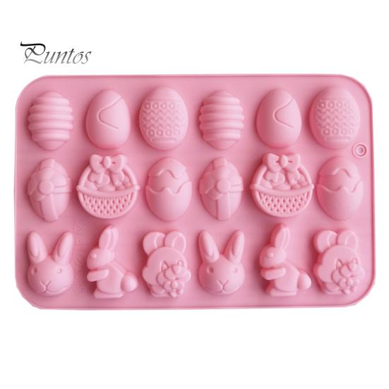

18 полостей, прочная пищевая однотонная форма для торта, пасхальное яйцо, кролик, фестиваль, вечеринка, форма для изготовления десертов для пекарни розовый