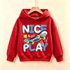 Latest trendy children's hooded sweatshirt with cool skateboard cartoon print, soft everyday children's t-shirt