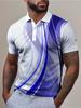 Golf stick figure print short-sleeve polo shirt, casual and stylish for men.