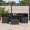 Ensemble de Canapés de Jardin de 7 Pièces avec Coussins Noir Poly Rattan, Canapé de Jardin 2 Places avec Rangement 3358151