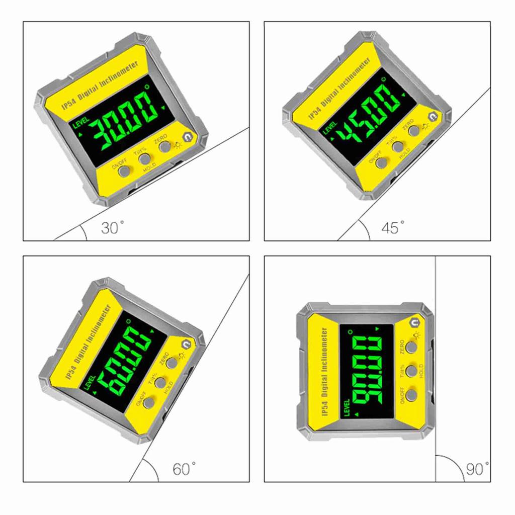 4 X 90 Degrees Digital LCD Protractor Inclinometer Magnetic 0.2 Degrees  Accuracy Angle Finder Level Box IP54