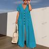 Summer Single-breasted Women's Jumpsuits Fashion Pocket Elegant Office Rompers Casual Loose Oversized Women Jumpsuit