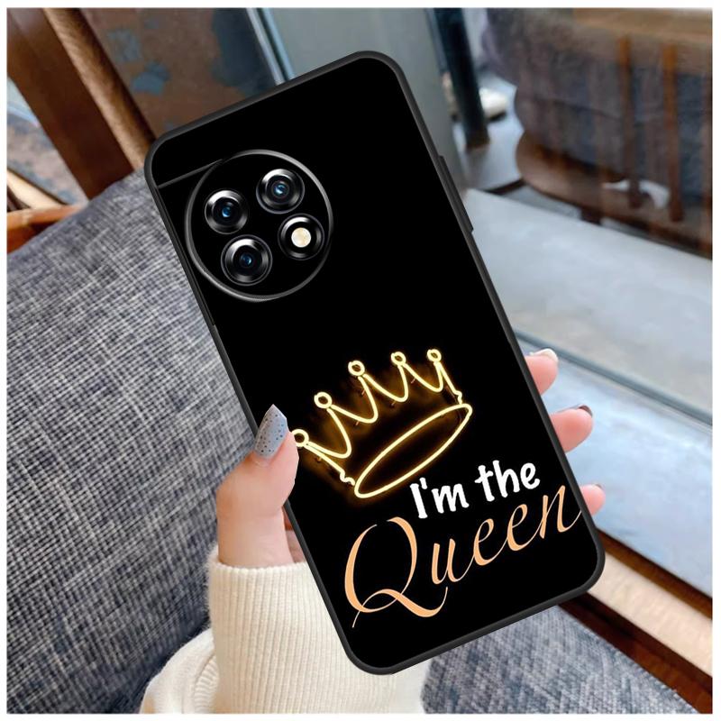 Cute King Queen Crown Case For OnePlus 15 12R 13R 13T 10T 8T 13 12 11 10 Pro Nord 5 CE 2 3 4 Lite N20 N30 Coque