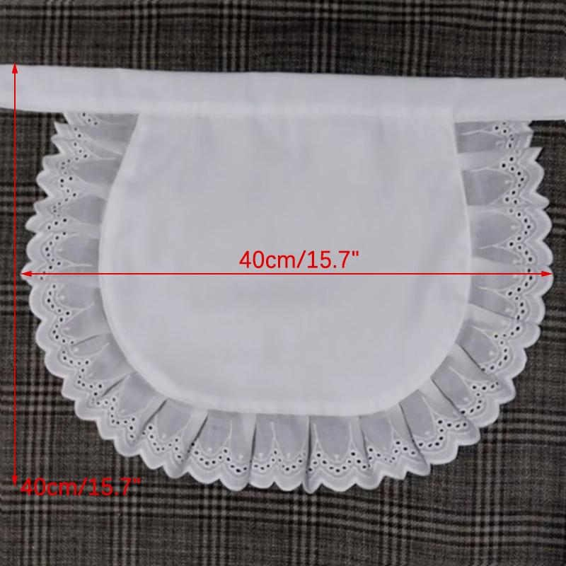 Kvinne Halv midje Matlaging Kjøkkenforkle Kort Lolita Maid Sexy Blonder Svart Hvit Smekke Skjønnhet Blomst Kaffebar Forkle Hjemmearbeid