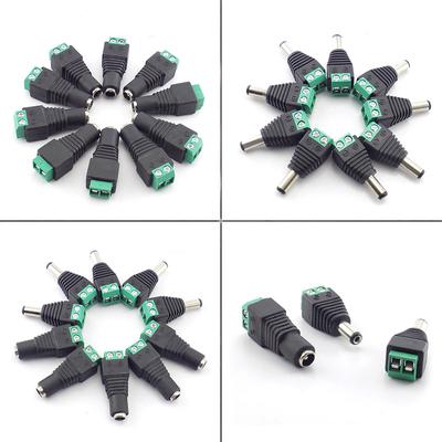 Connecteur femelle mâle CC 2,1 x 5,5 mm Adaptateur de prise d'alimentation Connecteur de câble pour bande lumineuse LED Caméra CCTV