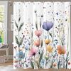 Spring Flowers And Butterflies Theme Shower Curtain, Bathroom Curtain, Floral Shower Curtain, Home Decoration Curtain With Hooks