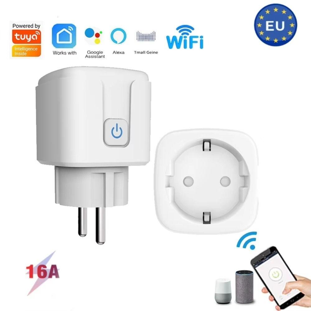 New EU Smart Plug Power Monitor Remote Voice Control Smart Socket 16A Timer Function WiFi Plug Smart Home