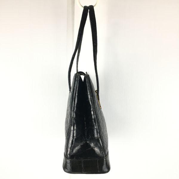 GENUINE CROCODILE SKIN KAIYO Handbag & Long Wallet Black Crocodile Leather Purse(USED)