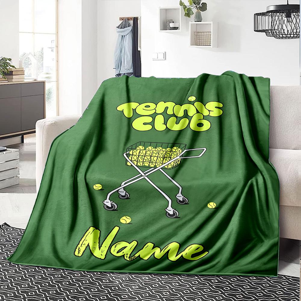 Custom Name Tennis Theme Printed Blanket - Perfect for Couch, Bed, Travel & Outdoor Use | Machine Washable, Cozy & Durable.