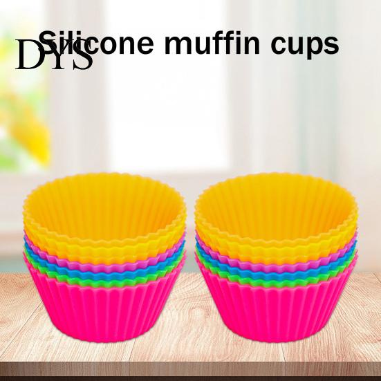 Round Cake Mold 6Pcs Silicone Muffin Egg Tart Baking Cups Non-Stick Food-Grade for Oven Microwave & Freezer Easy-Release Reusable Cupcakes Bread Cream