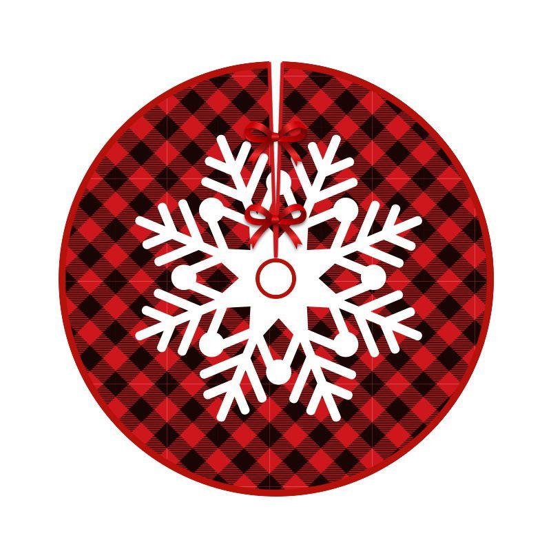 Saia de Árvore de Natal Xadrez Vermelho Festiva Com Design de Papai Noel e Alce Para Decoração Elegante de Feriado